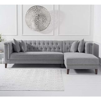 An Image of Tislit Linen Right Facing Chaise Sofa Bed In Grey
