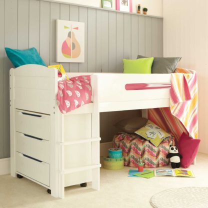 An Image of Kenzie Childrens Midsleeper with Chest Of Drawers
