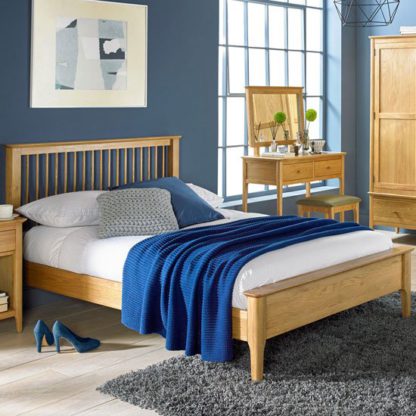 An Image of Courbet Wooden Double Low Foot Bed In Light Solid Oak