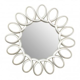 An Image of Saltier Floral Design Wall Bedroom Mirror In Silver Pewter Frame