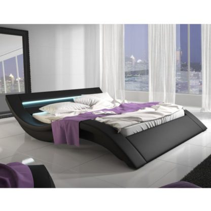 An Image of Nieuwolda PVC Double Bed In Black With LED Light
