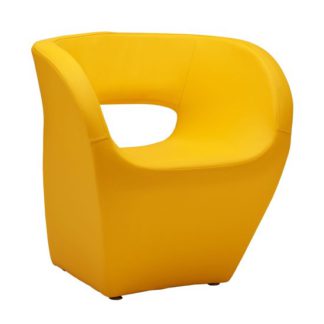 An Image of Alfro Faux Leather Effect Bedroom Chair In Yellow