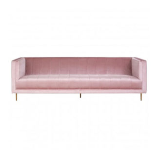 An Image of Otyliya 3 Seater Velvet Sofa In Pink