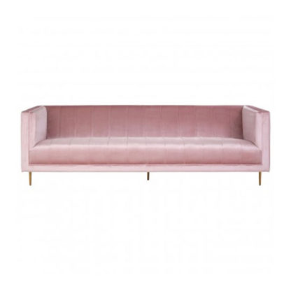 6a50c59867ddb312033f9495de7ae3d1d55cf6e4df496afb13388af803bdab51.jpg An Image of Otyliya 3 Seater Velvet Sofa In Pink