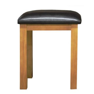 An Image of Cyprian Wooden Dressing Table Stool In Chunky Pine