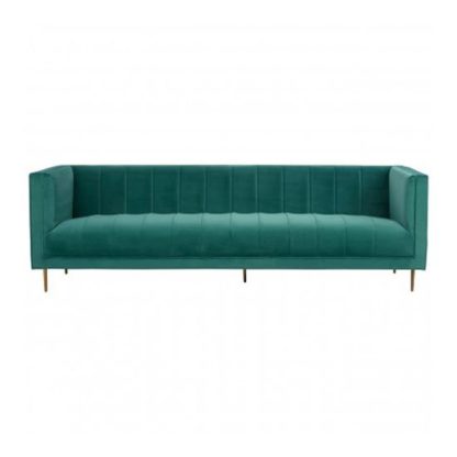 6b6a4aa2434c6922a4808a2e809eed576f3d948106cdfb1e19f842f7ef9fb7ca.jpg An Image of Otyliya 3 Seater Velvet Sofa In Green