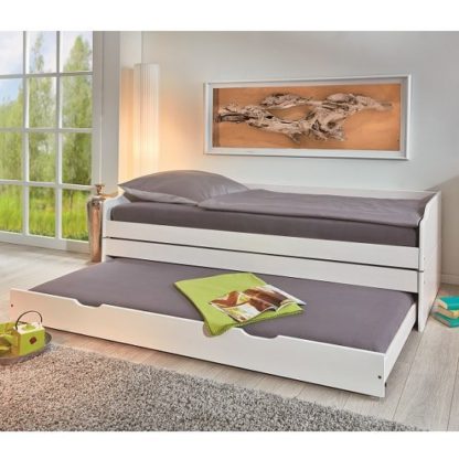 An Image of Copenhagen Contemporary Wooden Triple Bed In White
