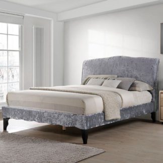An Image of Orbit Fabric Double Bed In Dark Grey Crushed Velvet
