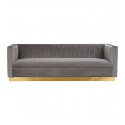 An Image of Opals 3 Seater Velvet Sofa In Grey