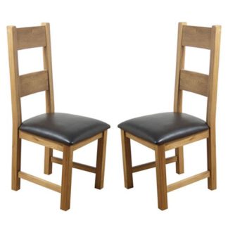 An Image of Hampshire Oak Dining Chairs With Padded Seat In A Pair