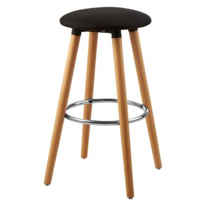An Image of Porrima Fabric Round Seat Bar Stool In Black