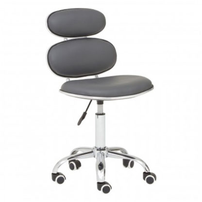 An Image of Netoca Home And Office Leather Chair In Grey With Chrome Base