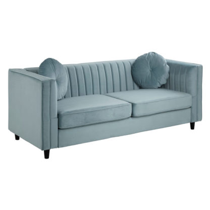 729e7343e1c5ad101152ca09ed41766eb703a6014a8ed1995bb63e44892f4bc3.jpg An Image of Felisen Velvet Upholstered 3 Seater Sofa In Midnight Green
