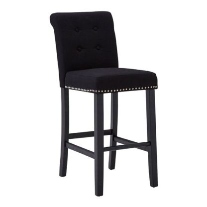 An Image of Trento Park Stud Lined Fabric Upholstered Bar Chair In Black