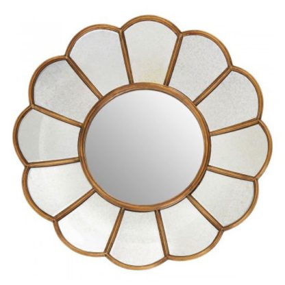 An Image of Varian Floral Wall Bedroom Mirror In Gold Frame