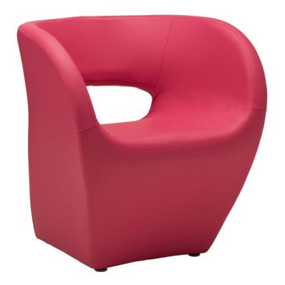 An Image of Alfro Faux Leather Effect Bedroom Chair In Pink