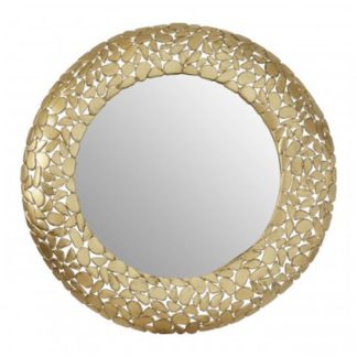 An Image of Templars Pebble Effect Wall Bedroom Mirror In Warm Gold Frame