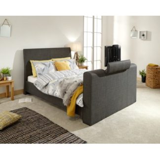 An Image of Vizzini Pneumatic Fabric Double TV Bed In Dark Grey