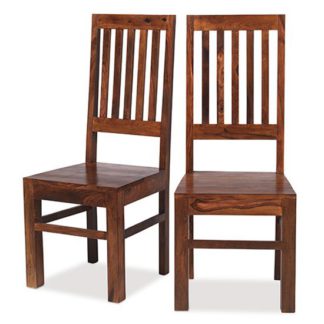 An Image of Zander Wooden High Back Dining Chairs In A Pair With Round Legs