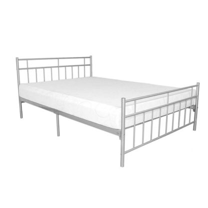 An Image of Davina Metal Double Bed In Silver