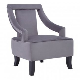 An Image of Fagos Velvet Upholstered Armchair In Grey