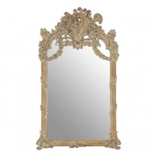An Image of Sarnia Baroque Design Wall Bedroom Mirror In Muted Ivory Frame