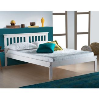 An Image of Salvador Wooden Small Double Bed In White Washed