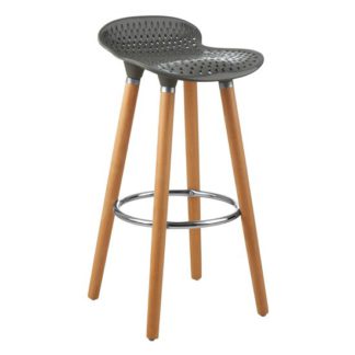 An Image of Porrima Plastic Seat Bar Stool In Matte Grey