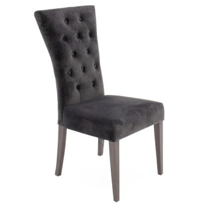 An Image of Pembroke Velvet Upholstered Dining Chair In Charcoal