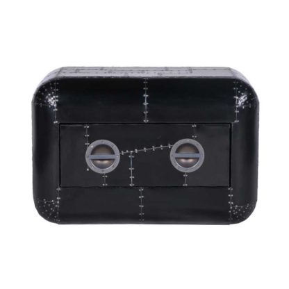 8ae8c26e57bcf2f7c2841614e2d28c023437fbe86eb6fe6cff19e7dfa072c296.jpg An Image of Timothy Oulton Aviator Blackhawk Lightweight Chest, Black Spitfire
