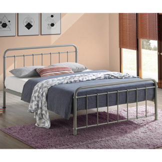 An Image of Miami Victorian Style Metal Small Double Bed In Pebble