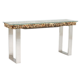 An Image of Caspian Atlantic 180cm Driftwood and Glass Console Table