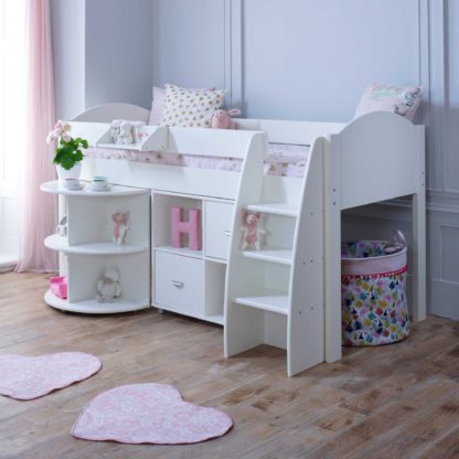 An Image of Eli C Childrens Midsleeper Bed with pull out Desk and Storage