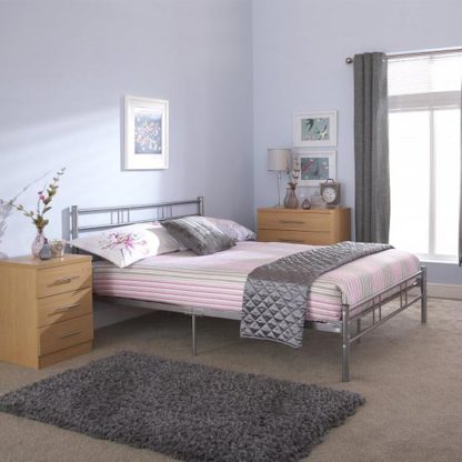 An Image of Morgan Metal Double Bed In Silver