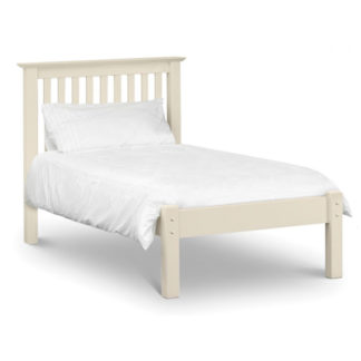 An Image of Barcelona Wooden Low Foot End Single Bed In Stone White