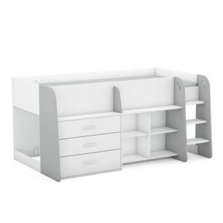 An Image of Oxley Wooden Childrens Bed In Matt White And Light Grey
