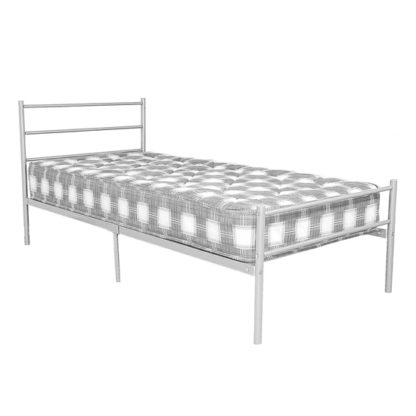 An Image of Leanne Metal Double Bed In Silver