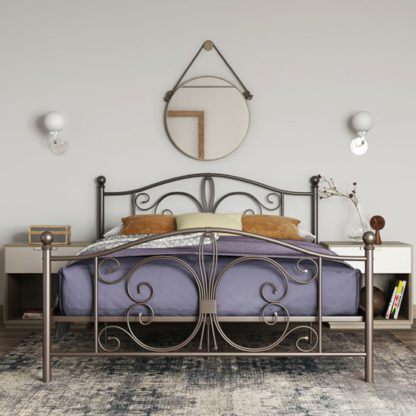 An Image of Bombay Metal Double Bed In Bronze