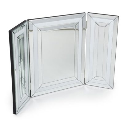 An Image of Liberty Dressing Table Mirror In Silver And White Gloss Frame