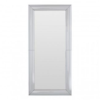 An Image of Recon Rectangular Wall Bedroom Mirror In Thick Silver Frame