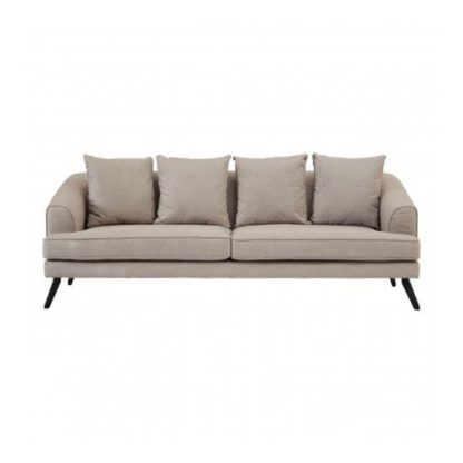 An Image of Myla 3 Seater Fabric Sofa In Natural