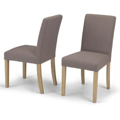 An Image of Exotic Mocha Fabric Dining Chairs In A Pair With Natural Legs