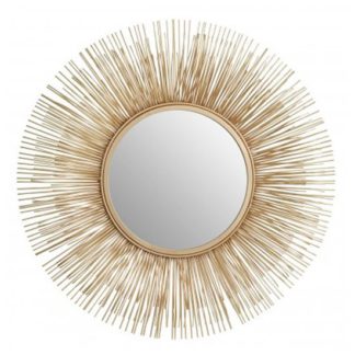 An Image of Templars Round Wall Bedroom Mirror In Warm Gold Frame
