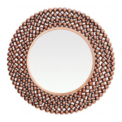 An Image of Templars Beaded Effect Wall Bedroom Mirror In Copper Frame