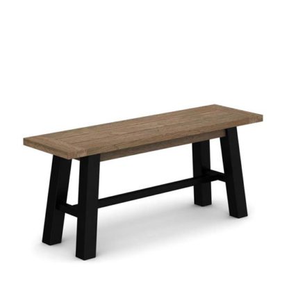 An Image of Veto Wooden Dining Bench In Chunky Oak With Black Metal Frame