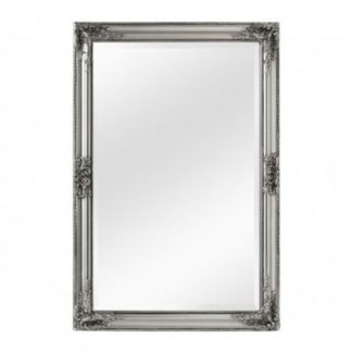 An Image of Rustin Vintage Design Wall Bedroom Mirror In Silver Frame