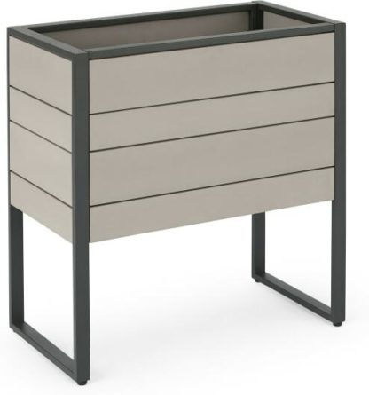 An Image of Catania Large Tall Powder-Coated Steel & Polywood Planter, Dark Grey