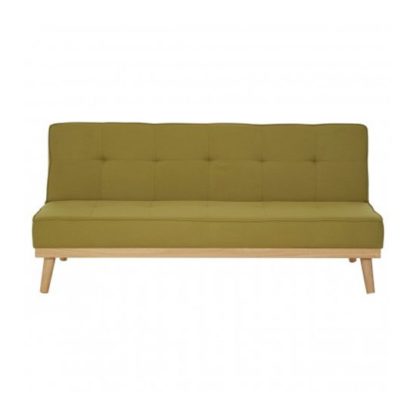 An Image of Porrima 3 Seater Fabric Sofa Bed In Green