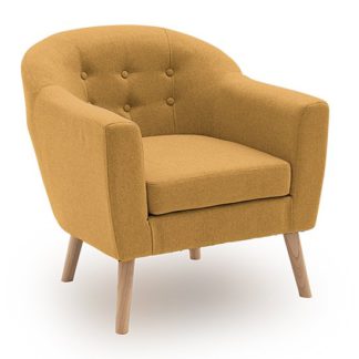 An Image of Perig Fabric Upholstered Accent Chair In Mustard