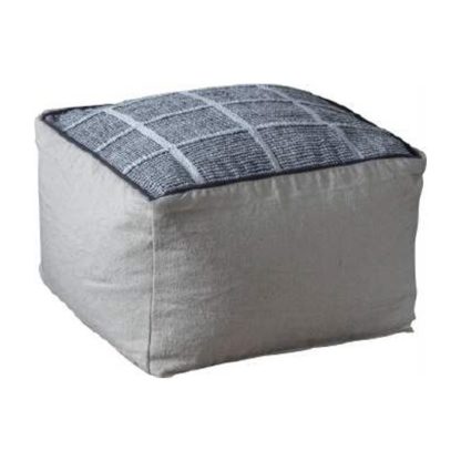 9c583d8fb5b8fb739f69351a88cf6a3c21f32906ad2653af1c95446e61a07cab.jpg An Image of Vega Fabric Upholstered Square Pouffe In Grey
